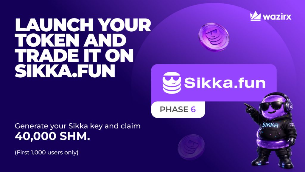 Sikka.fun Airdrop Phase 6: 1,000 WazirX Users to Receive 40,000 SHM Each